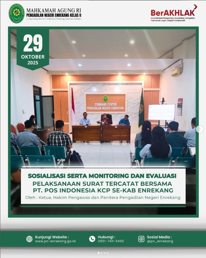 29 Oktober Monev surat tercatat